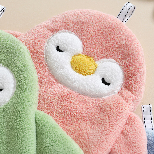 Coral velvet hand towel hanging kitchen bathroom absorbent towel cartoon hand towel animal hand towel