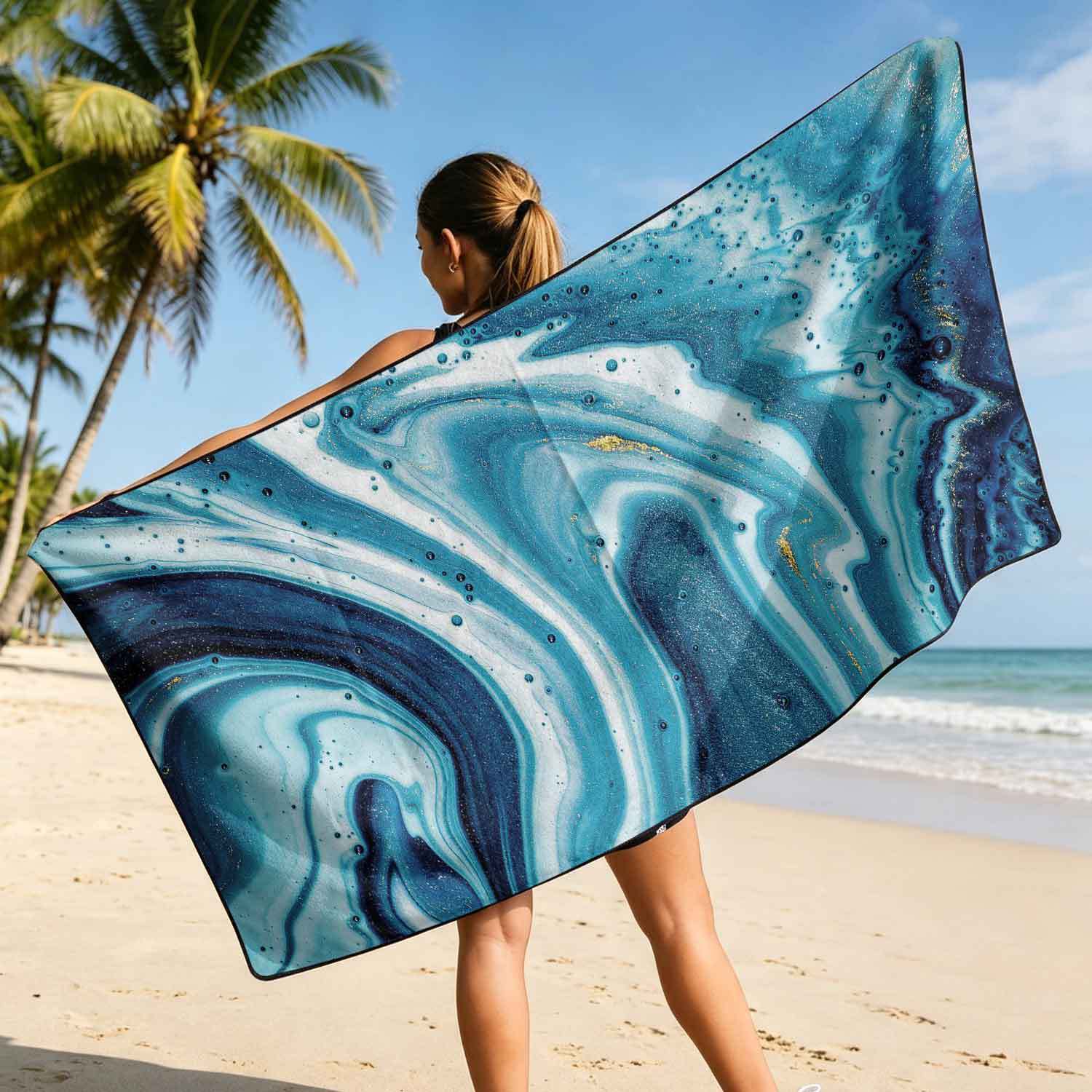 Printed bath towel and car seat cover 2-in-1, ultra-fine fiber outdoor beach and car dual-use universal seat cushion