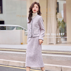 法式小香风甜美套装裙女2025春秋新款时髦名媛羊毛呢半身裙两件套