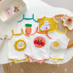 Newborn Baby Summer Strappy Thin Cotton Cute Unisex Toddler Sleeveless Romper Climbing Suit