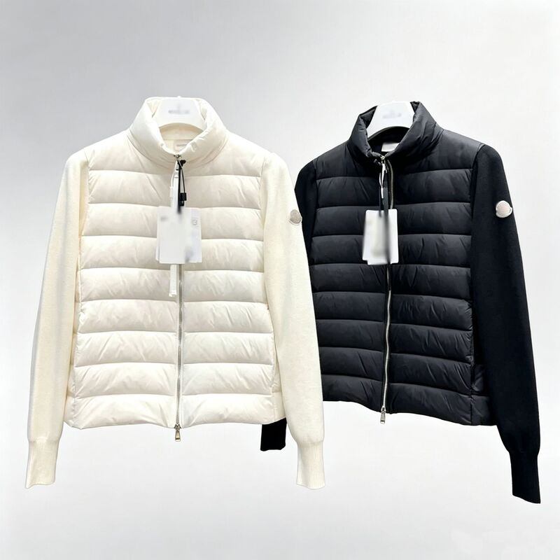 Mengkou Lightweight down Jacket for Women, White Goose Down, Knitted Patchwork, Ribbed down Jacket, Casual, Warm, Trendy Coat Mengkou Lightweight down Jacket for Women, White Goose Down, Knitted Patchwork, Ribbed down Jacket, Casual, Warm, Trendy Coat