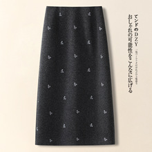 刺绣半身裙女秋冬2025新款小个子设计感包臀裙修身百搭毛呢a字裙