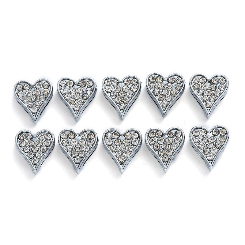 10Pcs/Pack 8mm Perforated Heart Piercing Dancing Girl Chrome Material DIY Bracelet Accessories Pendant