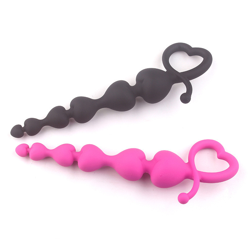 Silicone Heart-Shaped Anal Plug with Bead Design, Manual Non-Vibrating Anal Trainer, Body-Safe Silicone — detail image 9