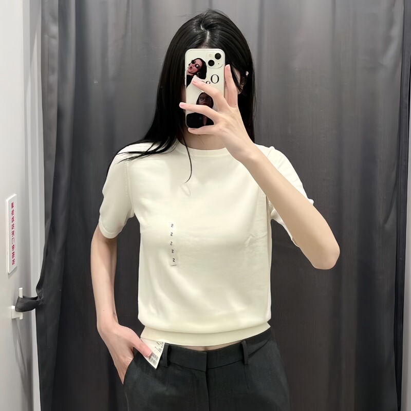 In-Stock Instant Delivery Fine-Spun Merino Round-Neck Knit Short-Sleeve Base Layer Air Conditioning Shirt 469409/461035