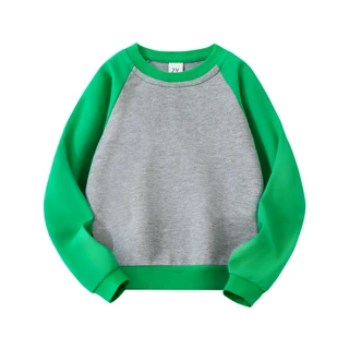 儿童卫衣广告衫纯色可定图案宝宝衣服童装插肩卫衣秋圣诞绿色袖子