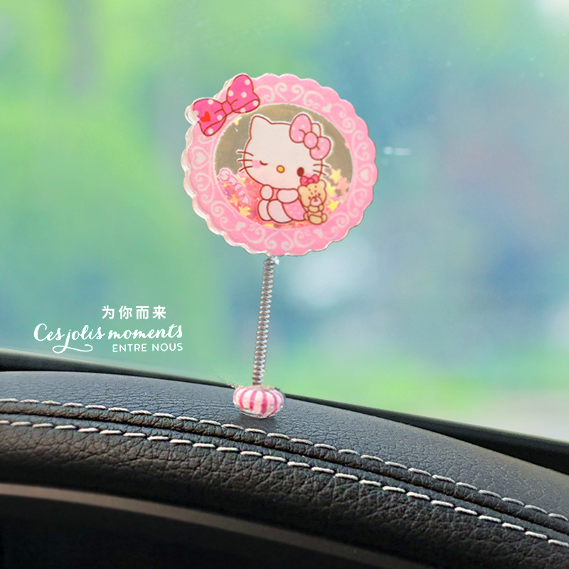 El nuevo KT cat acrílico arenas movedizas Hello Kitty sacude la cabeza junto a la ventana del coche, panel de instrumentos de control central del coche, chica de Internet
