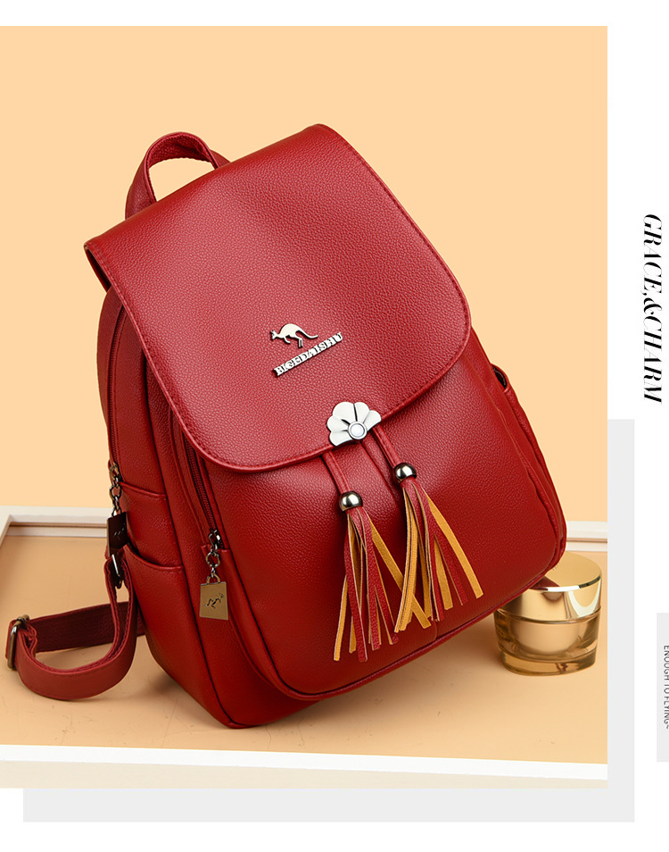 2024 new atmospheric student for women, and casual, versatile, large capacity soft leather, fashionable travel backpack_voghion.com