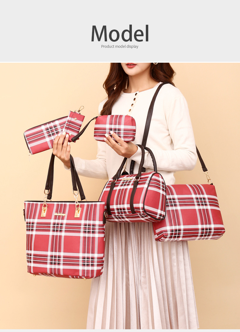 Wholesale of 2024 new styles of European and American retro six-piece single-shoulder bags and hand-carry crossbody bags for foreign trade women's fashion mother-and-child bags undefined