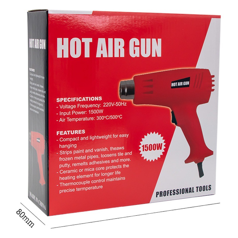 Hilda en stock plug-in pistola de aire caliente 1500W hogar coche película de calor retráctil Dispositivo de temperatura ajustable ventilador de aire caliente al por mayor image 1