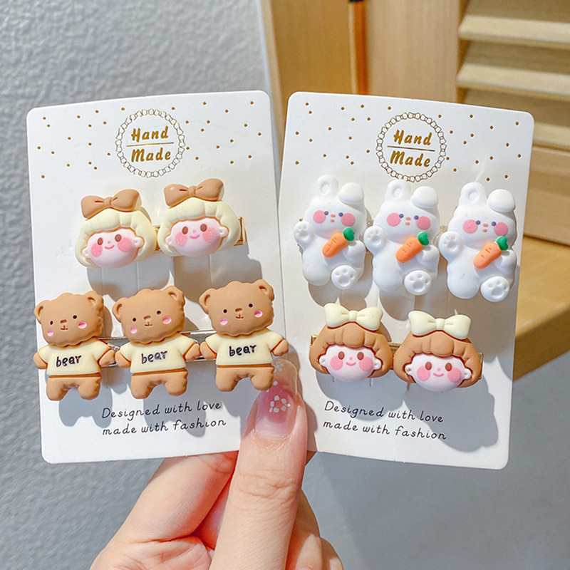 Lindo pequeño conejo blanco clip de horquilla celebridad en línea 2021 nuevo headwear hembra oso flequillo lateral clip horquilla