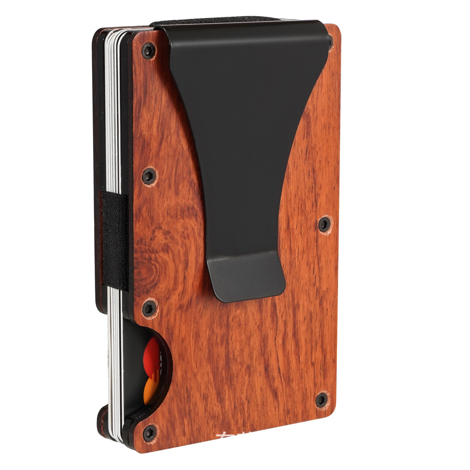 Factory Direct Solid Wood RFID Aluminum Alloy Credit Card Box Large Capacity Wooden Wallet Credit Clip Wooden