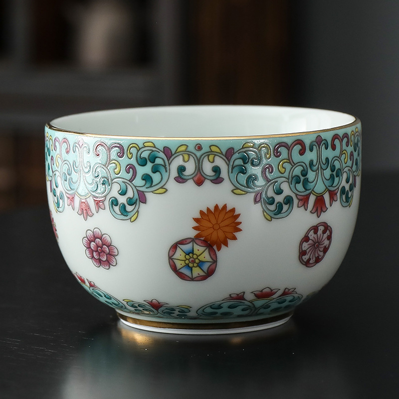 Enamel Meditation Cup. Leather Ball Flower 130ml