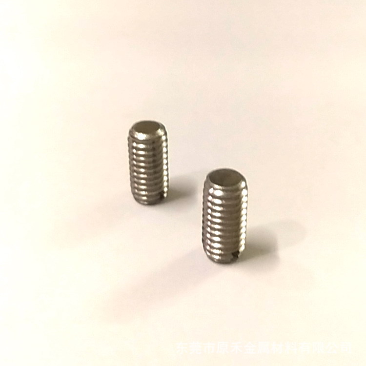 东莞304不锈钢一字割槽无毛刺双头倒角平端公制M2机米顶丝螺丝钉