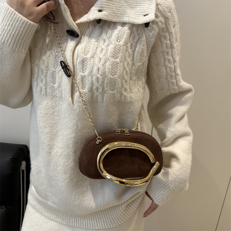 2025 nuevo bolso de moda de mujer caja redonda mano agarrada mini bolsa de metal retro cadena de hombro bolso de hombro