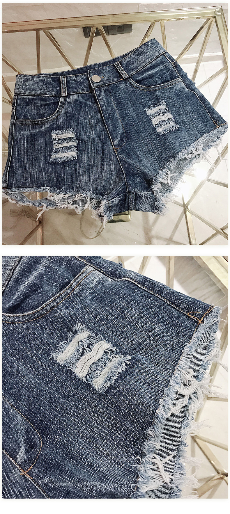 Streetwear Style Women's Street Bar Streetwear Solid Color Shorts Jeans Shorts