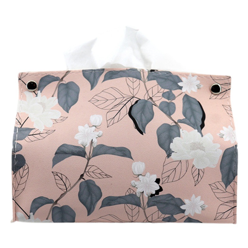 Caja de pañuelos de cuero con forma de flor para el hogar, baño, sala de estar, escritorio, hotel, casa de huéspedes, coche, portátil