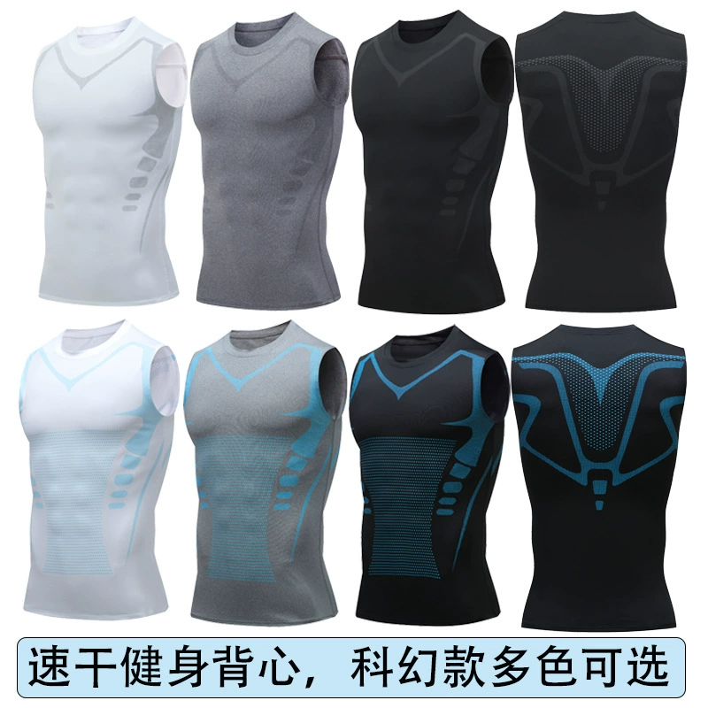 Мужской корректирующий жилет для фитнеса, спортивный беговой дышащий топ, облегающий, впитывающий пот, быстросохнущий баскетбольный легкоатлетический тренировочный жилет
