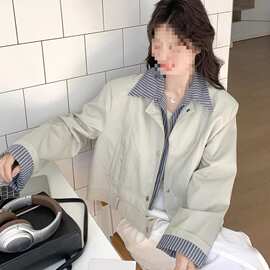 设计假两件PU皮夹克皮衣外套女气质新款拼接感欧美短春季复古2025