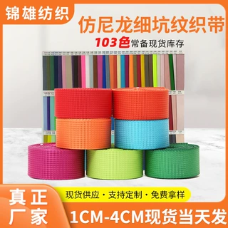 仿尼龙织带1CM-4CM彩色细坑纹织带箱包手提包宠物捆绑带服装辅料
