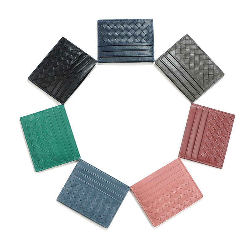 Sheepskin Woven Ultra-Thin Genuine Leather Multi-Card Slot Card Holder Men's Business Portable Id Card Holder Women's Mini Card Holder Wholesale Sheepskin Woven Ultra-Thin Genuine Leather Multi-Card Slot Card Holder Men's Business Portable Id Card Holder Women's Mini Card Holder Wholesale