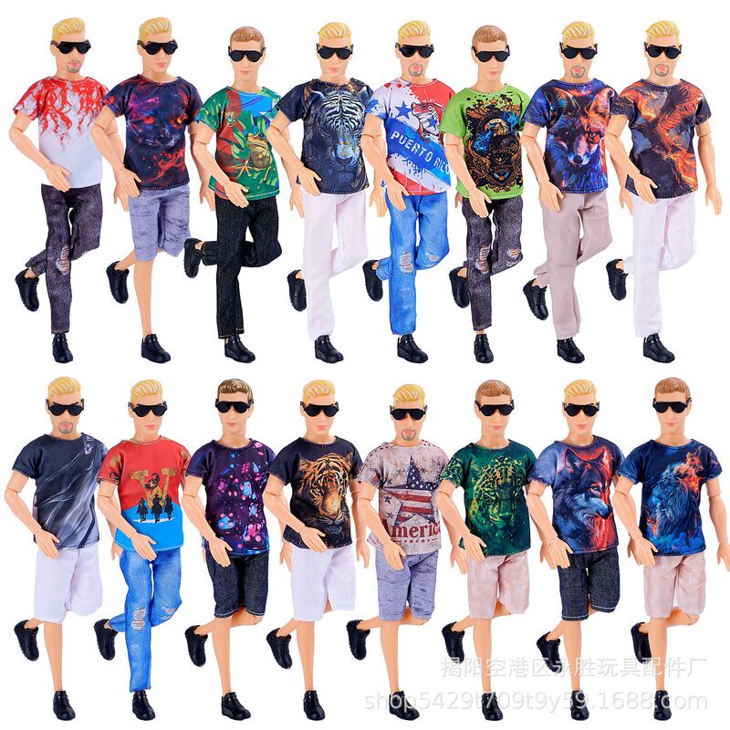 European and American Summer New 11 Inch 30CM Old K Men Fashion Doll T-Shirt Jeans Shorts Accessories Toys Cross Border European and American Summer New 11 Inch 30CM Old K Men Fashion Doll T-Shirt Jeans Shorts Accessories Toys Cross Border