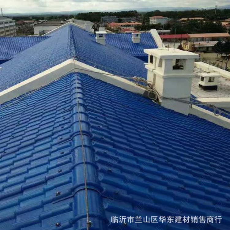 菏泽蓝色合成树脂瓦曹县ASA仿古瓦屋面瓦单县3mmpvc树脂瓦屋顶瓦