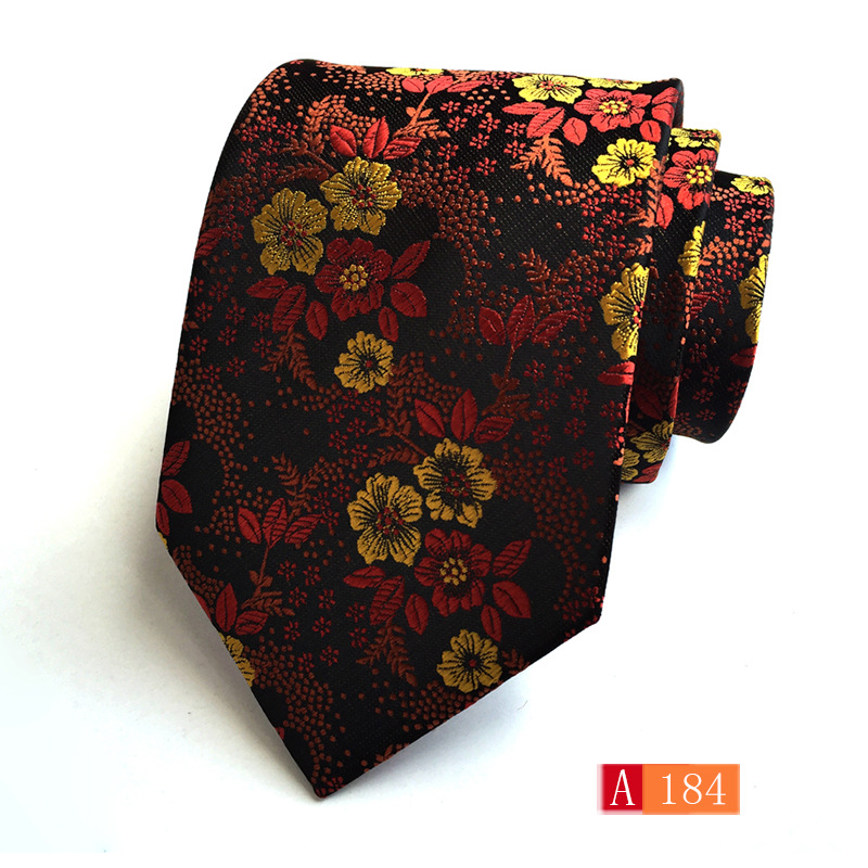 FUENTE fabricante poliéster jacquard material de los hombres corbata flor grande oreja moda corbata de moda en stock al por mayor