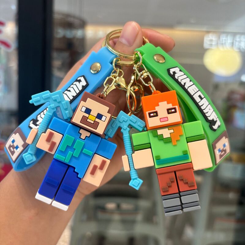 Cross-border Minecraft keychains, car key chains, dolls, figurines, couple's bag pendants, small gifts wholesale