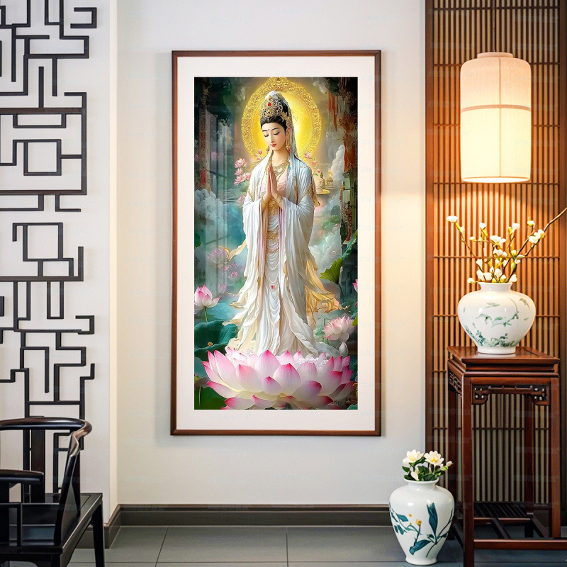 Tela de Algodón Importada, Punto de Cruz de la Mona Lisa, Tela Blanca, Guanyin, Segundo Estilo Nuevo, Imagen de Buda, Punto de Cruz para Sala de Estar