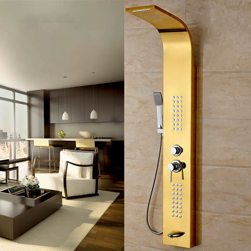 304不锈钢淋浴屏淋浴套装 瀑布淋浴柱淋浴花洒套装家用欧式淋浴器