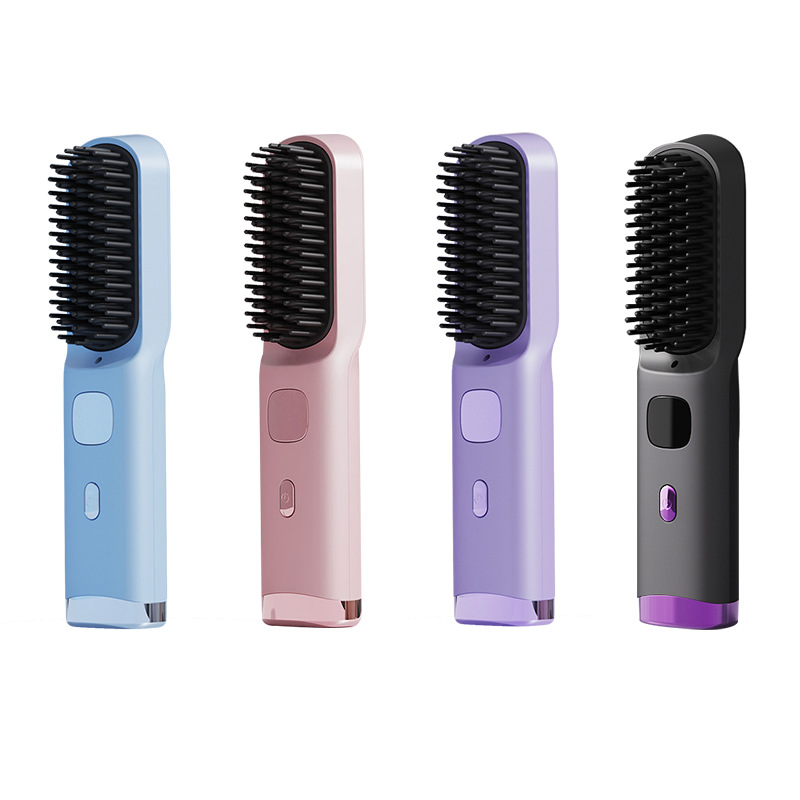 Peine de pelo liso transfronterizo, los iones negativos no dañan el cabello, peine de pelo liso inalámbrico LCD portátil, rizado recto, dormitorio de doble uso, duración de la batería larga