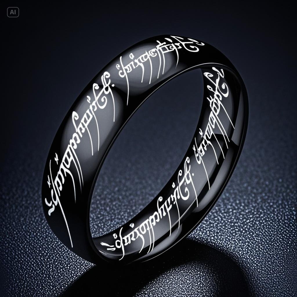 European and American Popular Fashion Hand Jewelry Wholesale Titanium Steel Ring Men's Trendy Lord of the Rings Engraved Ring Design Stainless Steel Ring
