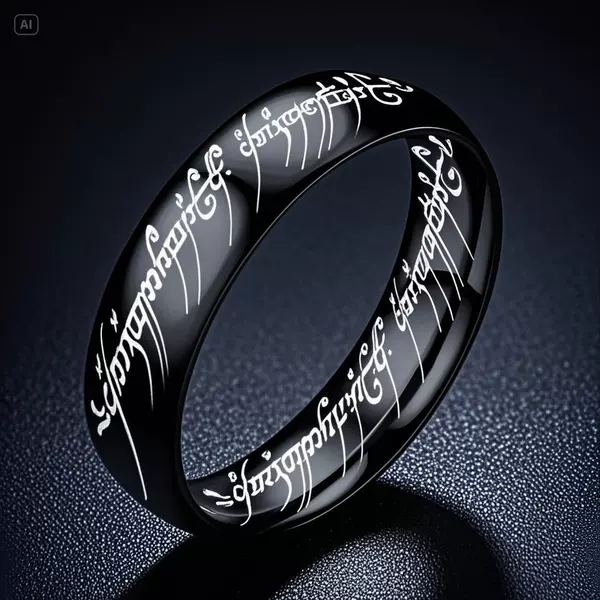European and American Popular Fashion Hand Jewelry Wholesale Titanium Steel Ring Men's Trendy Lord of the Rings Engraved Ring Design Stainless Steel Ring