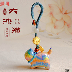 新款小众可爱猫招财猫软萌大漆猫漂漆文玩手工编织钥匙扣包包挂件