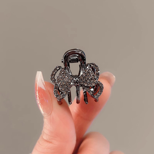 Korean Delicate Water Diamond Bow Clip Small Size Shark Clip Bang Clip Internet Celebrity Top Clip Half Clip Hairpin Headpiece 