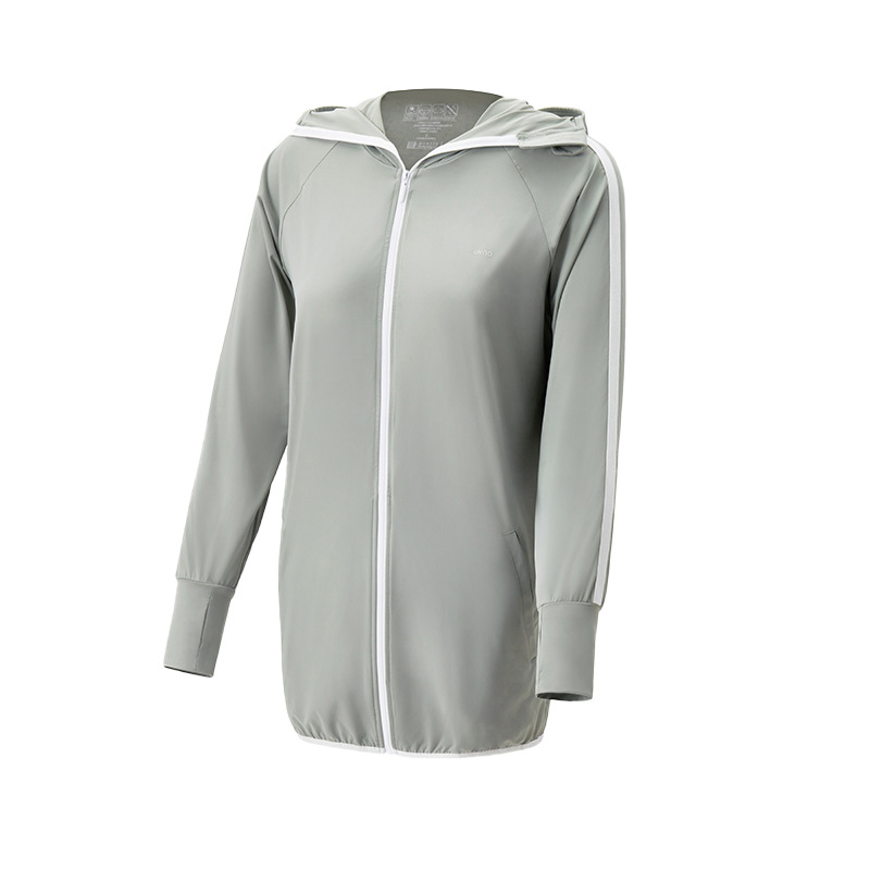 KK & uvno ropa de protección solar aeróbica para mujer verano protección UV seda de hielo transpirable con capucha fina