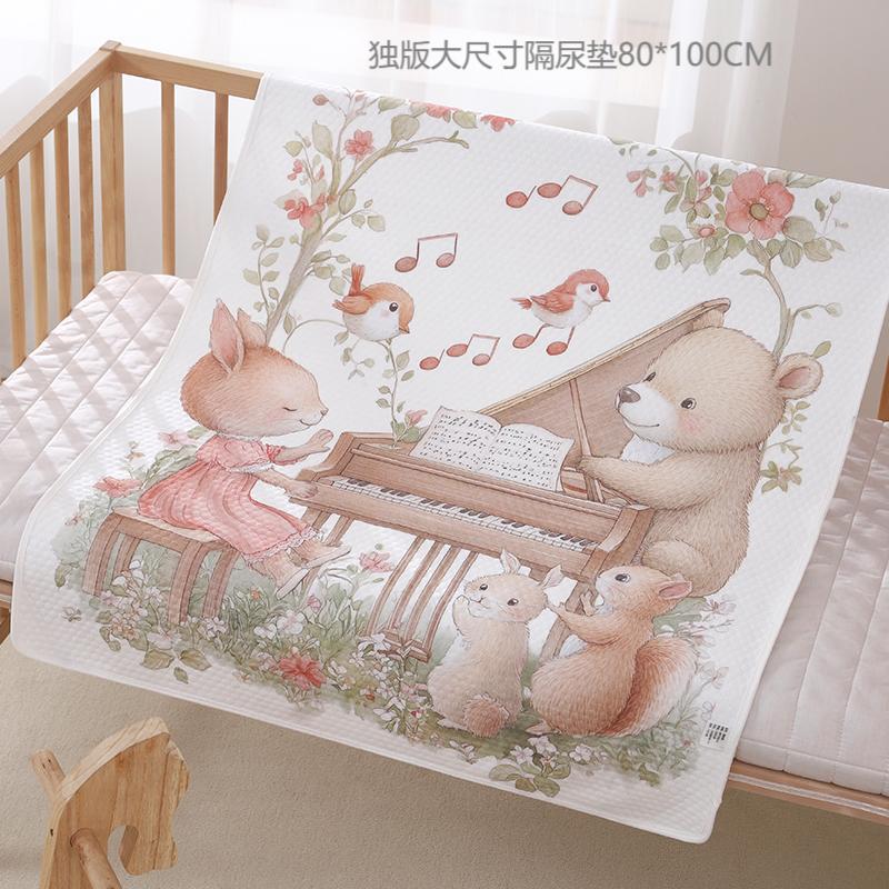 Unique Printed Newborn Bed Sheets Diaper Pad Pure Cotton Crib Waterproof Washable Breathable Whole Sheets Enlarged Diaper Pad