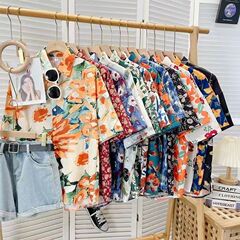 レトロヴィンテージ夏半袖花柄シャツインハンサムルーズカップル香港スタイルハワイアン日焼け止めシャツトレンディ