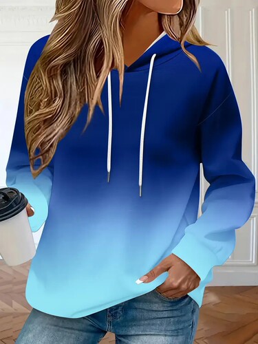 Oriental & Western Women's Autumn/Winter Bestselling Gradient Color 3D Printed Casual Long-Sleeve Hooded Sweatshirt with 3D Print
