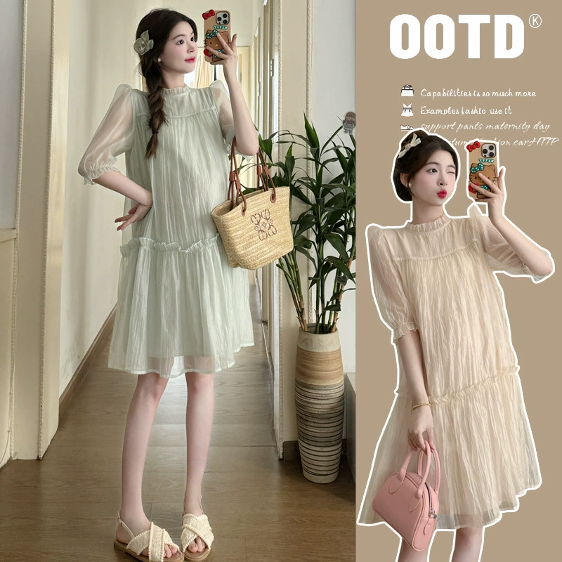 Летняя одежда для беременных, длинное платье для выхода, юбка миди, средней длины, западный стиль
