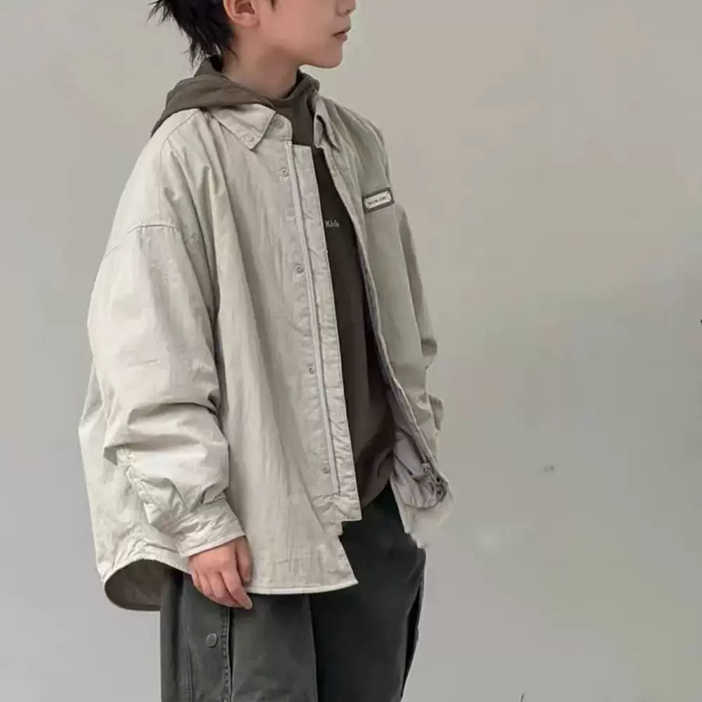 男童春秋韩范时尚翻领夹克2025年新款中大童痞帅炸街休闲长袖外套