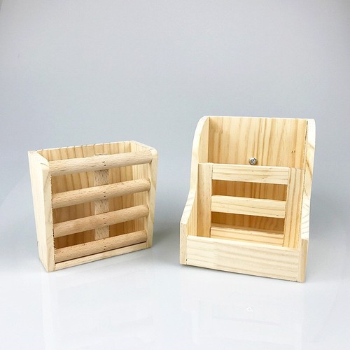 Rabbit grass rack wooden built-in fixed food bowl grass rack two-in-one guinea pig and chinchilla food box