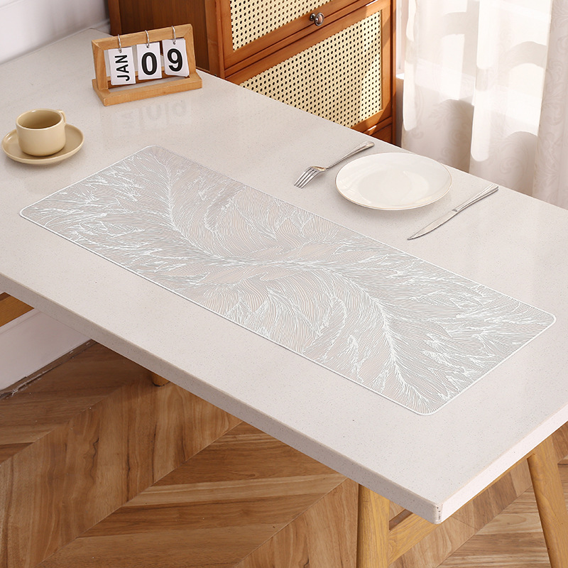 Cojín de mesa rectangular europeo fluir cojín de alta calidad impermeable a prueba de agua a prueba de aceite PVC cojín de mesa occidental INS cojín de taza de lujo al por mayor