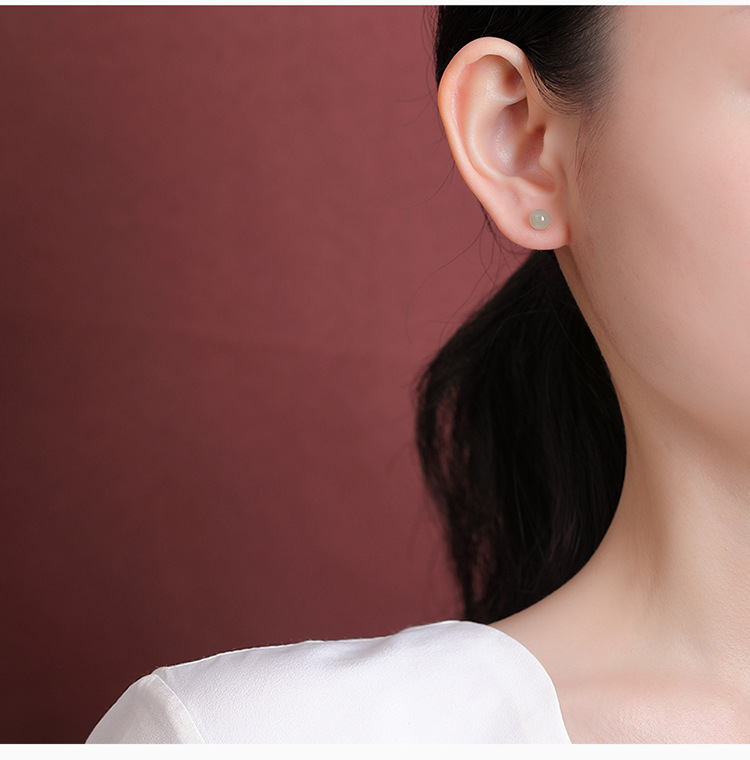 Bông tai hạt tròn hình học mạ vàng bạc S925 — Mẫu cỡ nhỏ (6mm) chi tiết 8