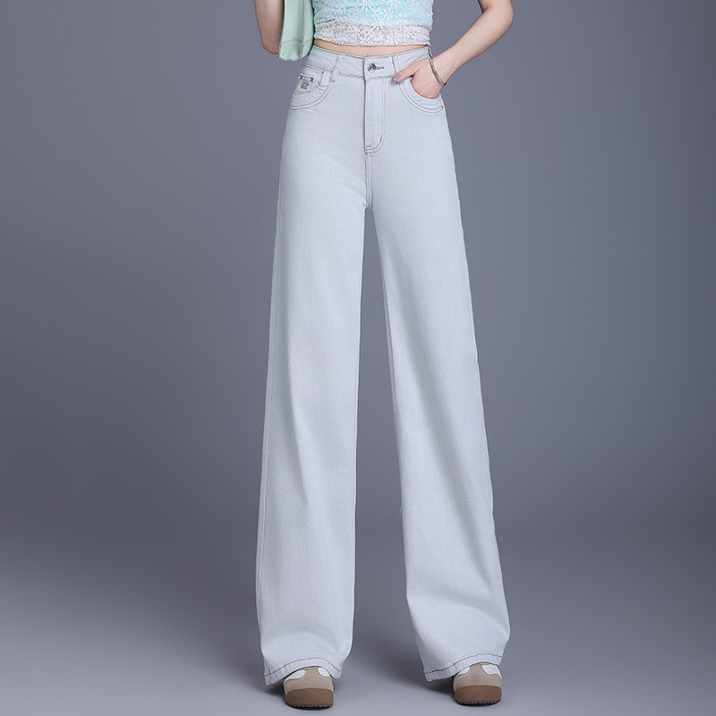 Summer Brand Versatile Denim Floor-Length Pants Women's Korean Style Trendy Petite High-Waisted Fashion Casual Wide-Leg Pants Summer Brand Versatile Denim Floor-Length Pants Women's Korean Style Trendy Petite High-Waisted Fashion Casual Wide-Leg Pants