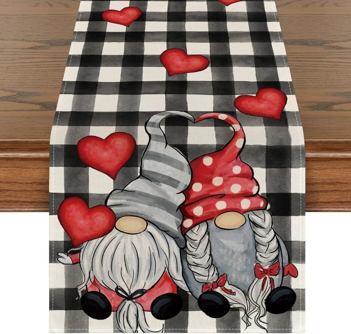 Juego de mantel individual y camino de mesa transfronterizo con estampado de corazones, mantel, tapete aislante térmico, decoración para ambiente festivo, tira larga nórdica para mesa de centro. image 9