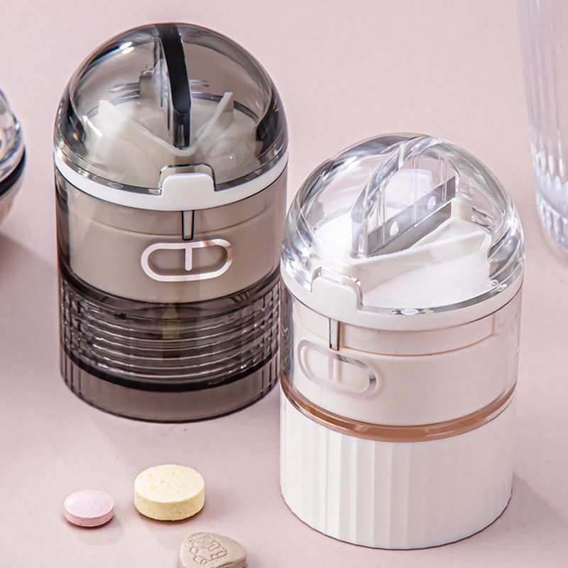Portable Pill Cutter and Splitter, Travel Pill Box, Transparent Blade Pill Cutter, Pill Crusher, Storage Box