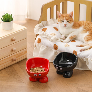 Cat Bowl Ceramic Pet Bowl with High Legs to Protect Cervical Spine Cat Rice Bowl Cat Water Bowl Dog Bowl Dog Bowl Rice Bowl Supplies Wholesale