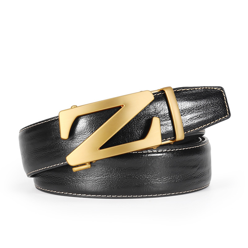 New Hot Selling Men's Belt Top Layer Cowhide Z Letter Alloy Automatic Buckle Business Fashion Casual Fashion Belt_voghion.com